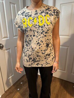 ACDC Upcycled Rhinestone Band Tee
